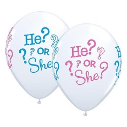 Balon Biały na Baby Shower He or She? 1 szt. 30 cm